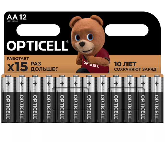 Элемент питания AA, 1.5V, 12шт, OPTICELL BASIC