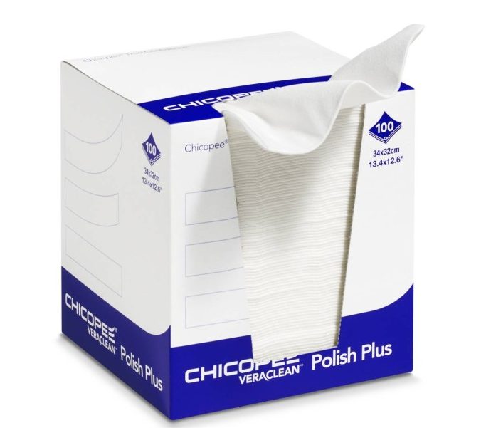 Салфетки для чистки оптики и фотобарабанов Veraclean Polish Plus белые (Katun/Chicopee, диспенсер 100шт)