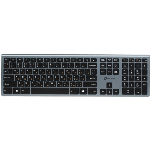 Клавиатура беспроводная Oklick 890S Slim серый