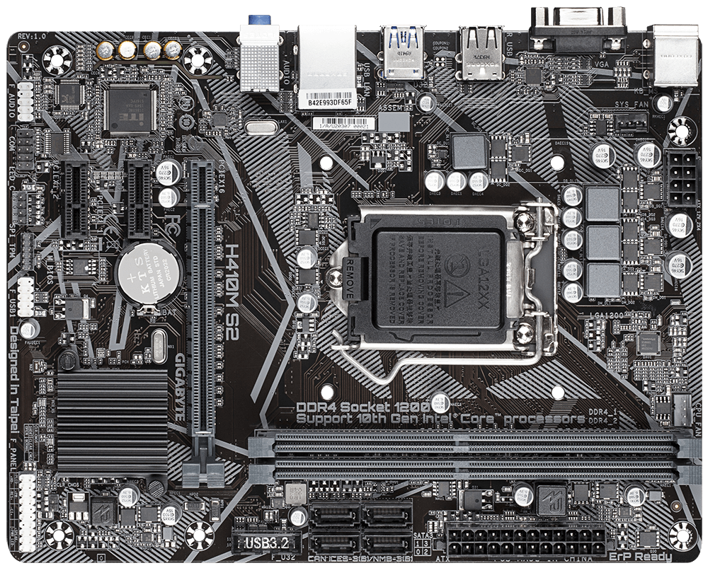 Материнская плата Socket-1200 Gigabyte H410M S2 (H410) 2*DDR4 1*PCI-Ex16 1*PCI-Ex1 4*Sata VGA mATX