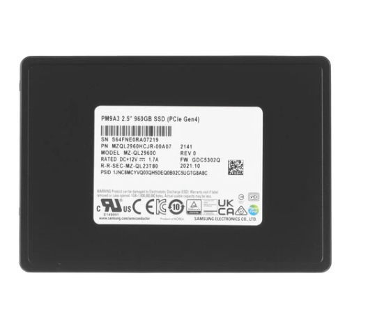 Накопитель SSD M.2 960Gb Samsung PM9A3 (PCI-E 4.0 x4, 6500/1500 Мбайт/сек)
