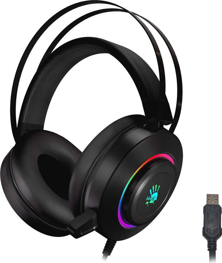 Наушники проводные A4Tech Bloody G521 (микрофон, 20 - 20 000 Гц, 105дБ, подсветка, USB, 2.3м) черный