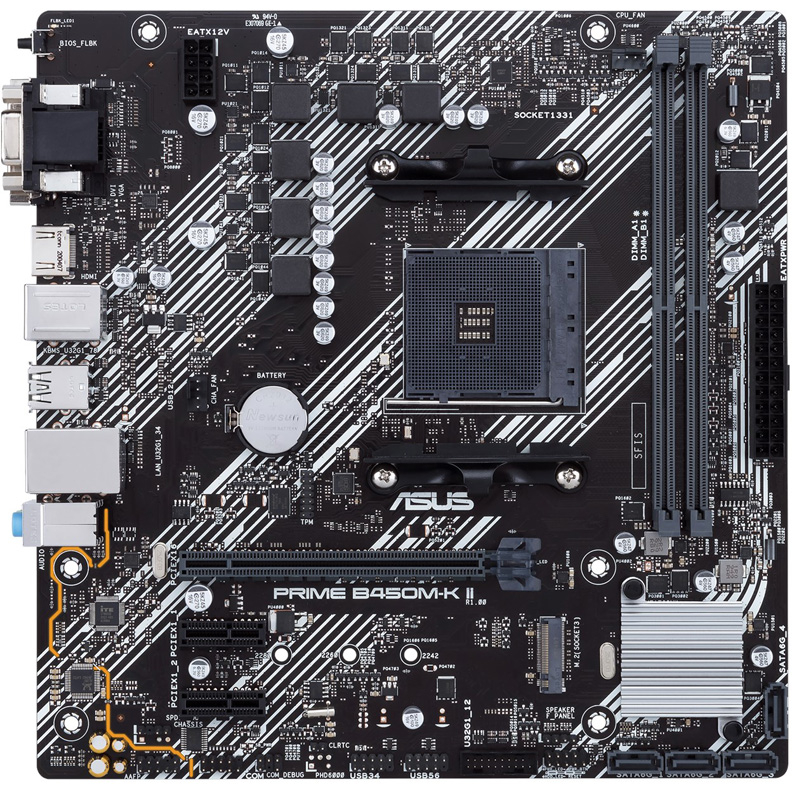 Материнская плата Socket AM4 ASUS PRIME B450M-K II (B450) 2*DDR4 2*PCI-Ex1 1*PCI-Ex16 SATA M.2 VGA DVI HDMI mATX