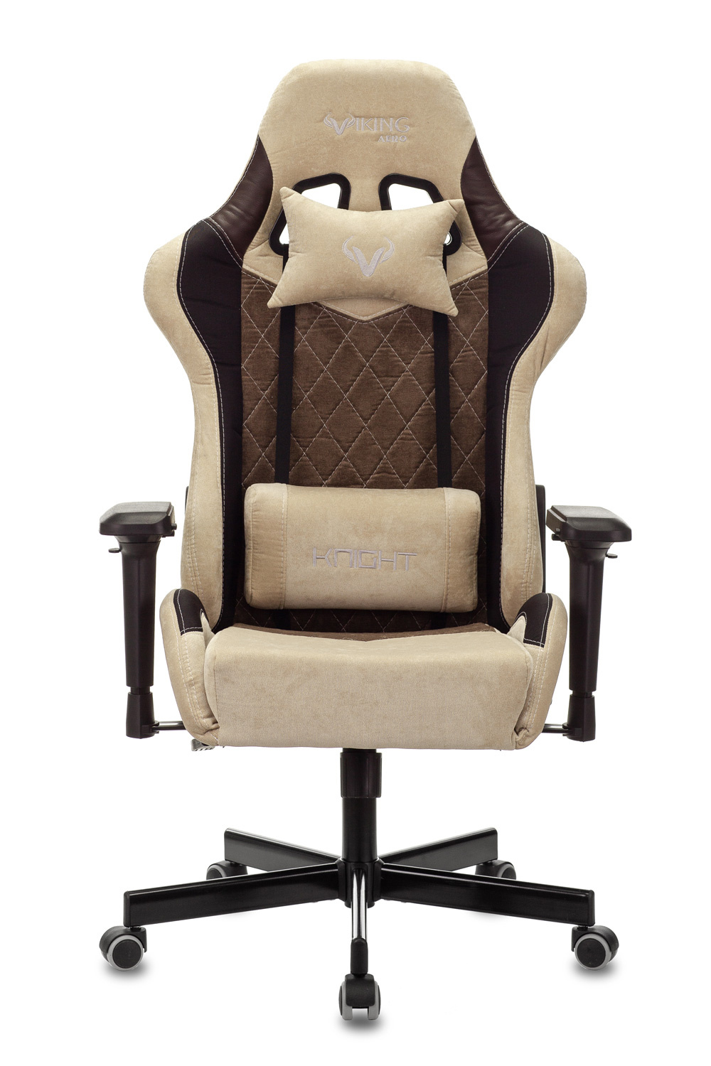 Кресло Zombie VIKING 7 KNIGHT Fabric (текстиль/эко.кожа, мех. качания, крест. металл, до 120 кг) Коричневый