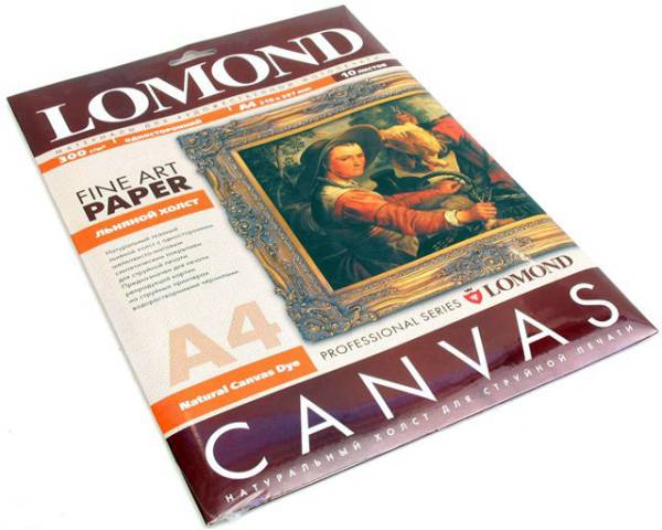 Бумага Lomond [A4] Холст, натуральный льняной, 300гр/м2, 10л