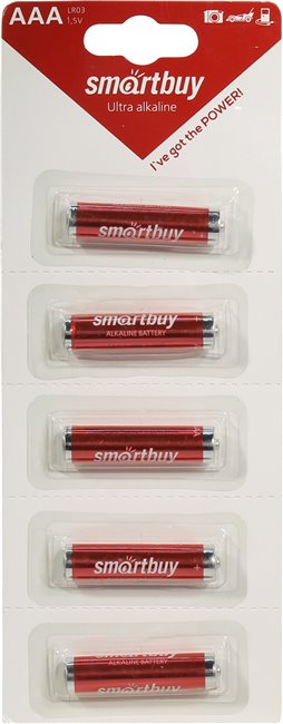 Элемент питания AAA, 1.5V,  1шт, Smartbuy LR03 BL5