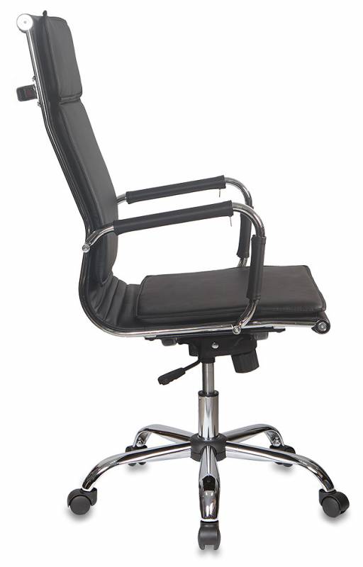 Кресло Бюрократ CH-993 (эко.кожа, мех. качания, крест. металл хром, до 120 кг) Черный