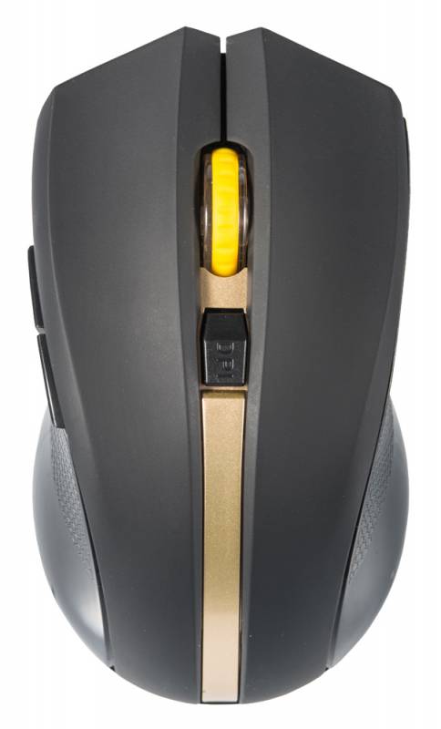 Мышь беспроводная Оклик 495MW черный/золотистый