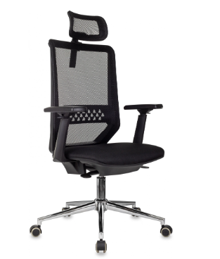 Кресло Бюрократ MC-612N-H (сетка/ткань, мех. качания, крест. металл хром, до 120 кг) Черный