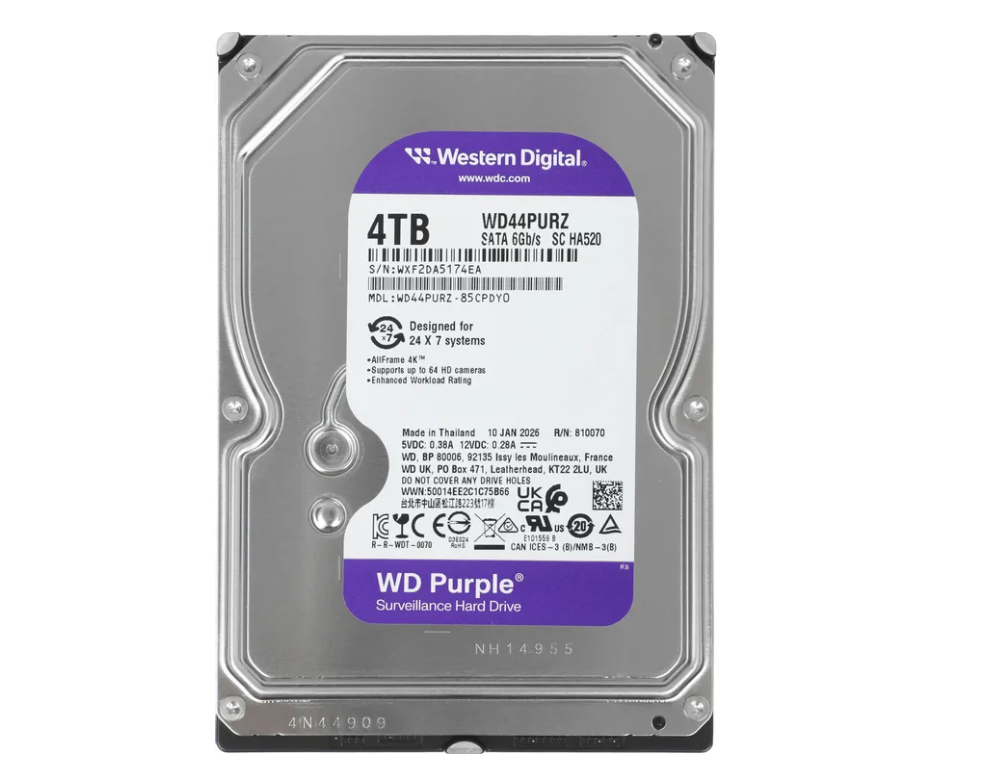 Жесткий диск SATA 4Tb WD Purple 5400rpm 256Mb SATA-3