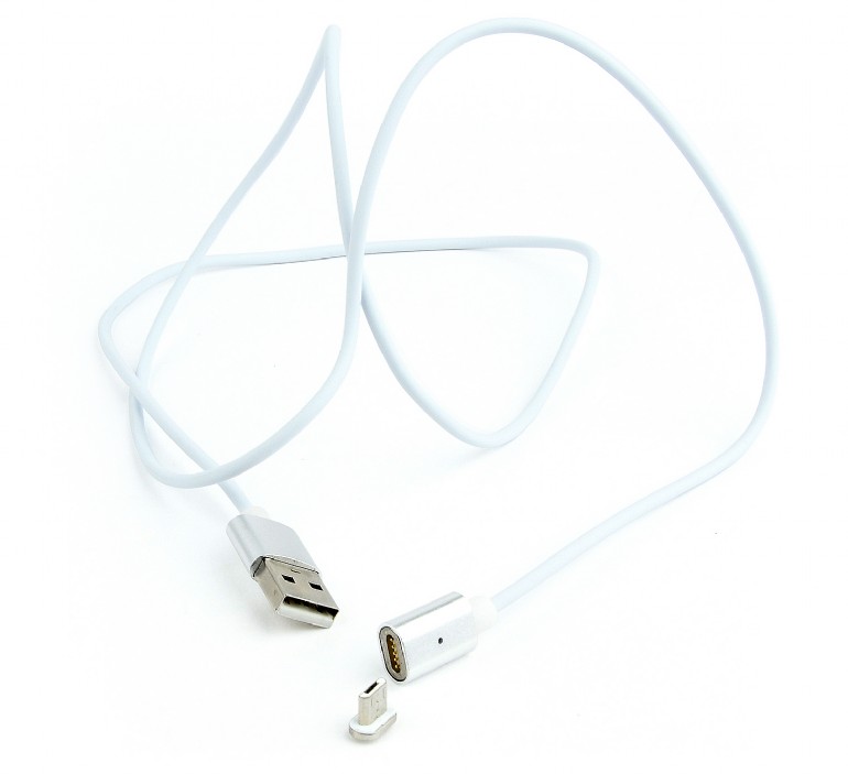 Кабель магнитный USB-A - microUSB, 1.0м, Cablexpert, магнитный, белый