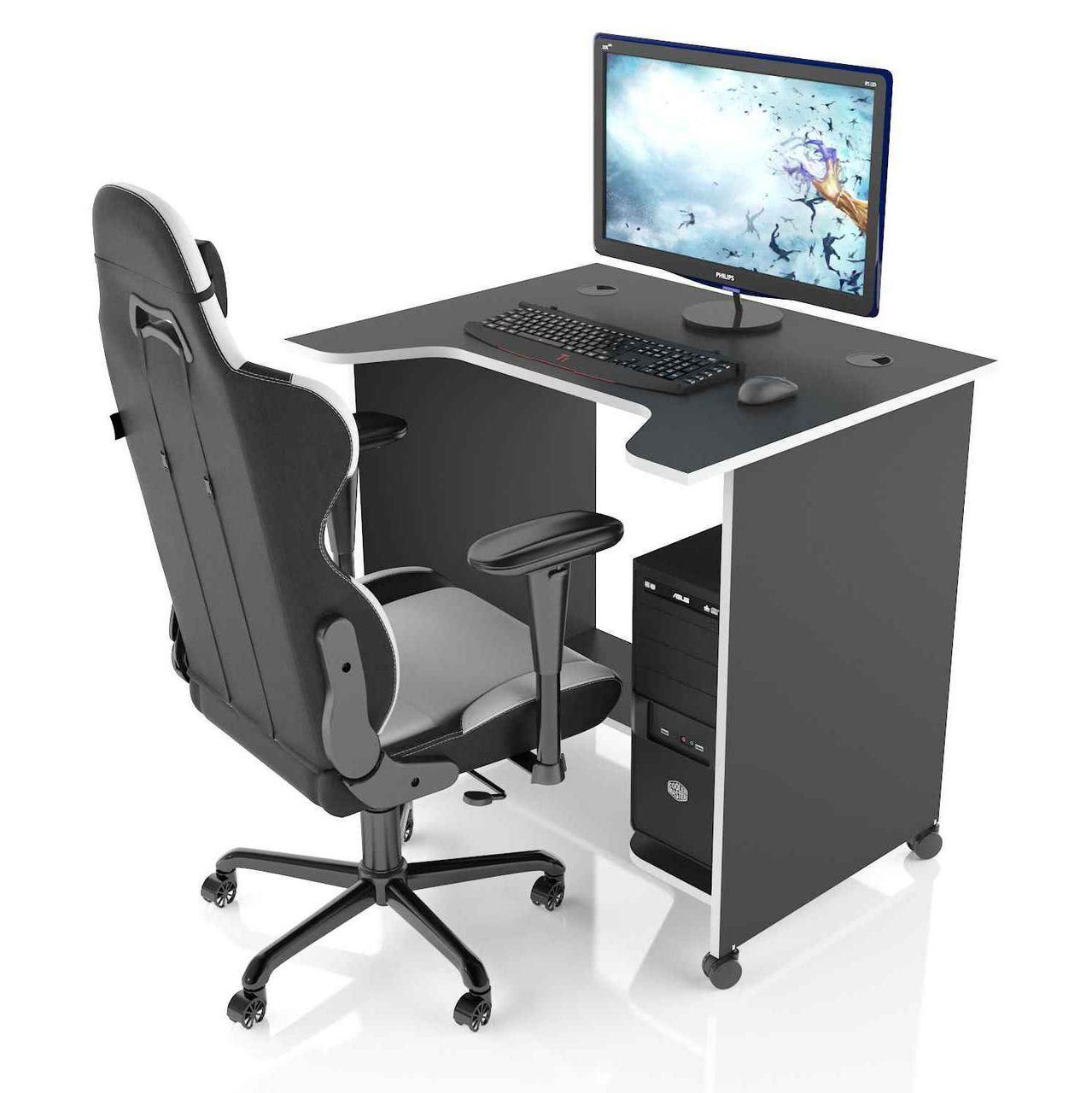 Стол компьютерный MaDXRacer XMINI XG08 "800х650х750" черный, кромка белая