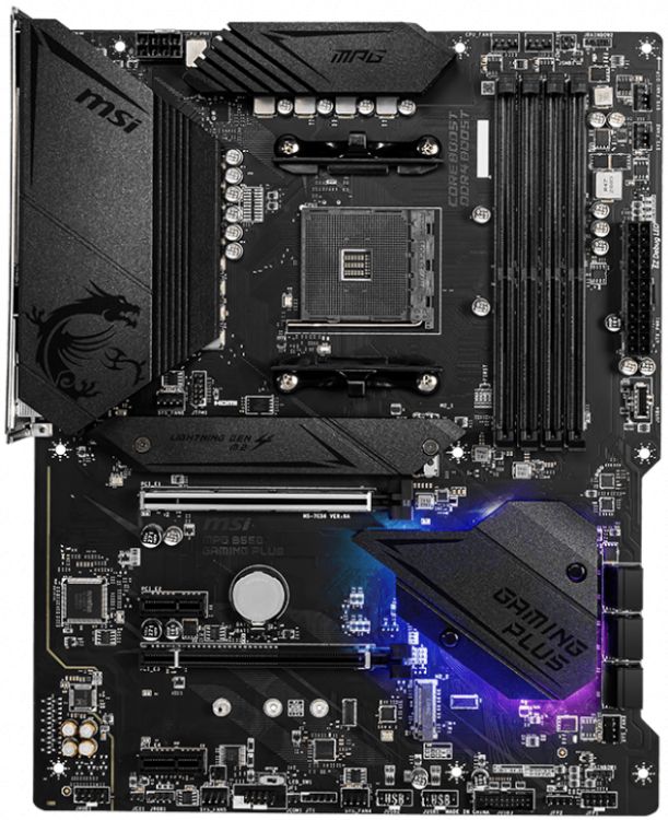 Материнская плата Socket AM4 MSI MPG B550 GAMING PLUS (B550) 4*DDR4 2*PCI-Ex1 2*PCI-Ex16 SATA M.2 HDMI DP ATX