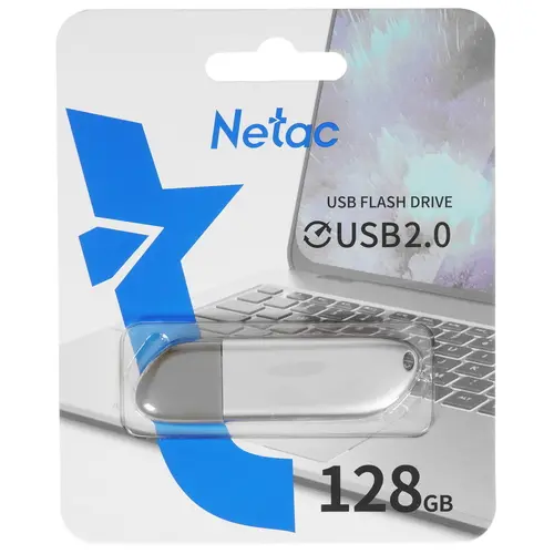 Флешка 128Gb Netac U352 USB2.0 с колпачком, металлическая