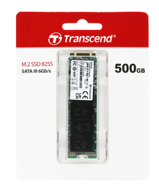 Накопитель SSD M.2 500Gb Transcend SSD 825S (SATA, 530/480 Мбайт/сек)