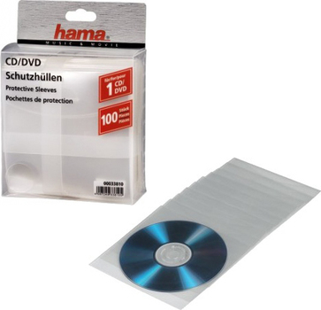Конверты для CD HAMA пластиковые прозрачные (100шт.)