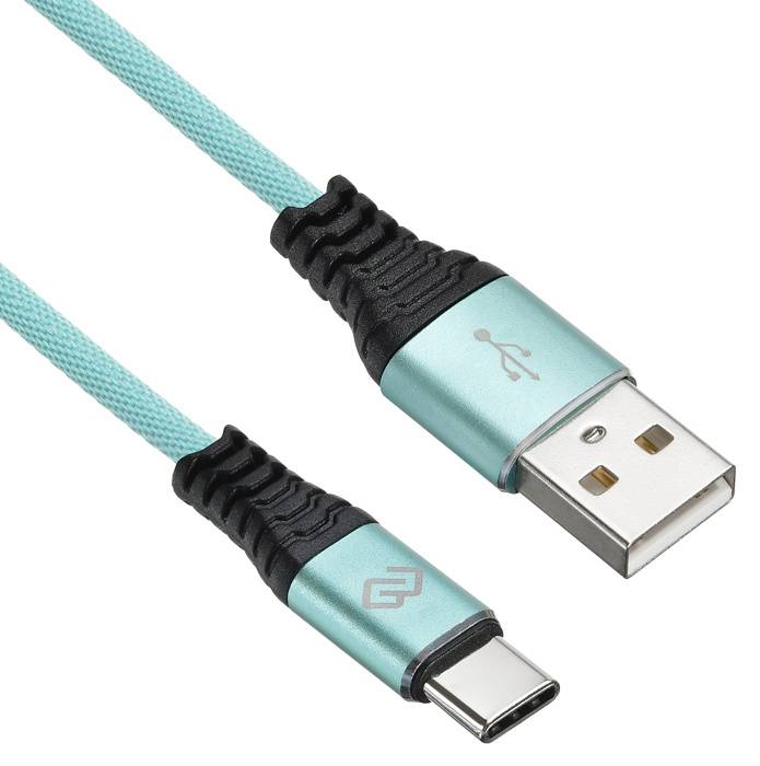 Кабель USB-A < - > USB-C, 1.2м, Digma зеленый