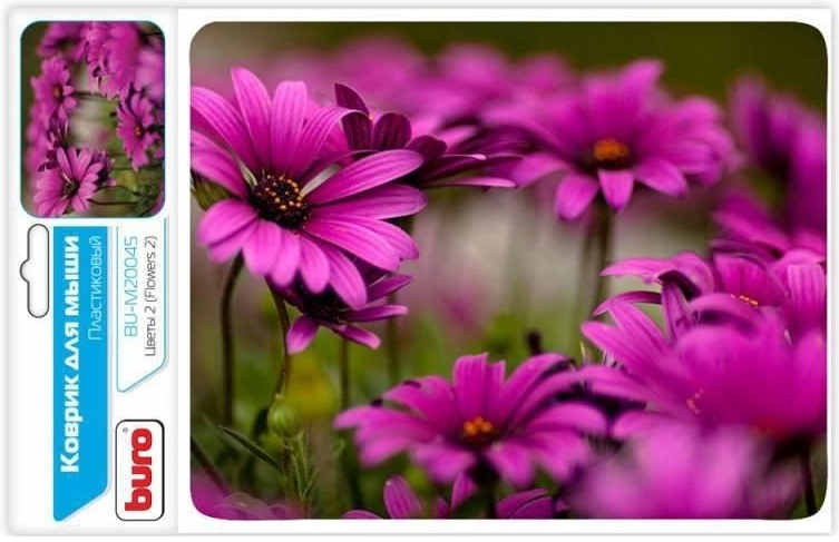 Коврик для мыши BURO [BU-M20045] Цветы, 230x180x2мм, губчатая резина, нескользящая основа