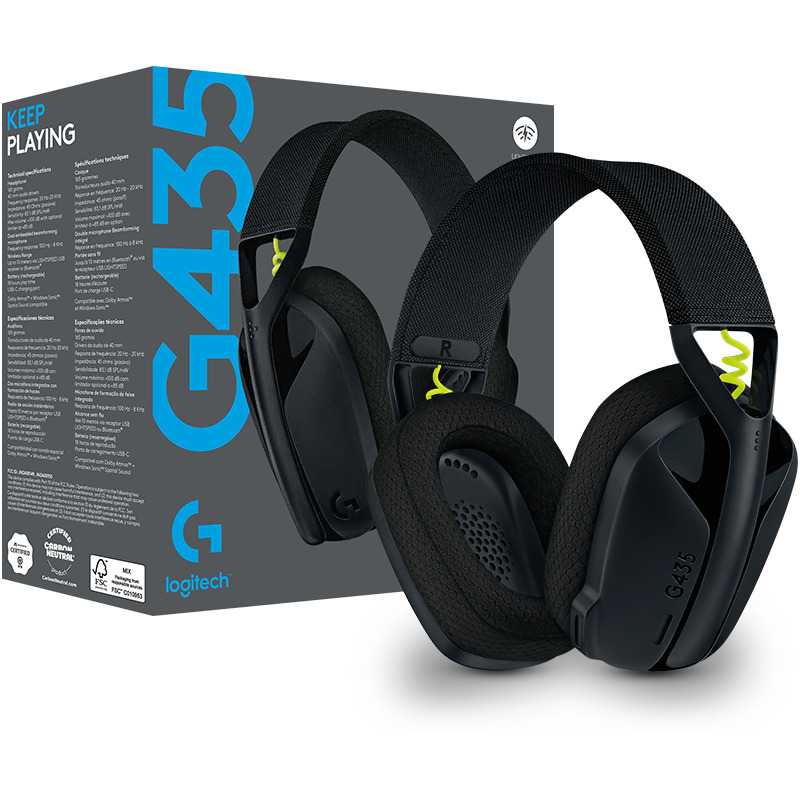 Наушники беспроводные Logitech G435 LightSpeed Gaming Black/Yellow