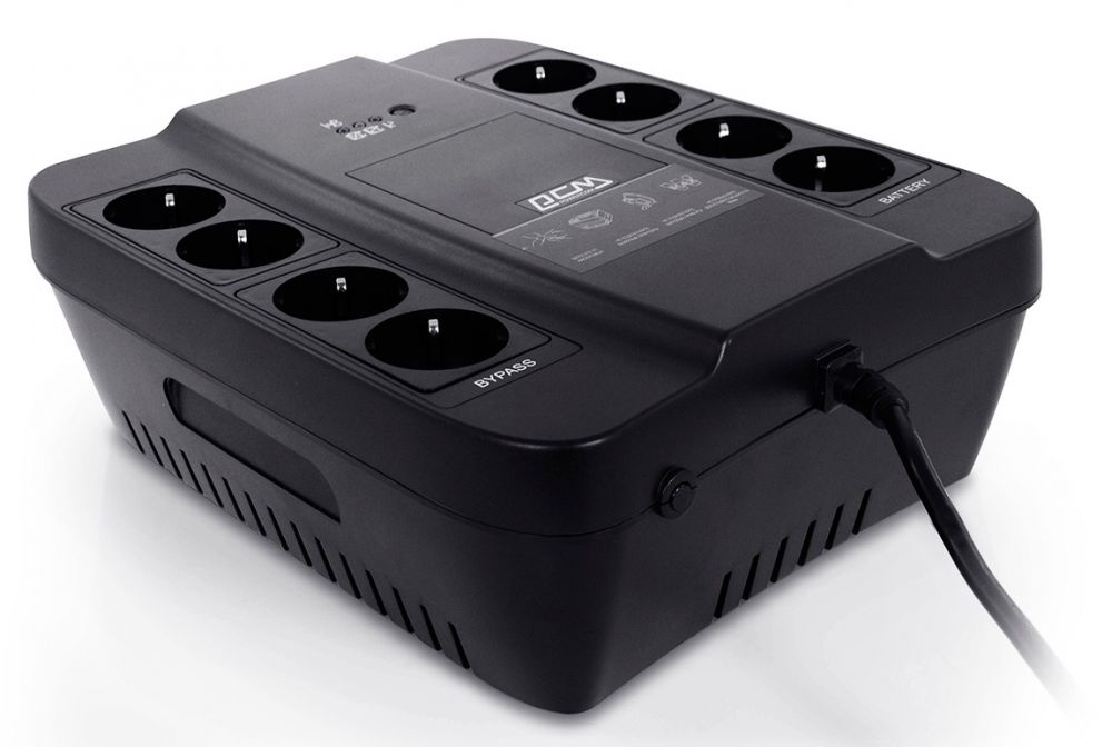 ИБП Powercom Spider  SPD-650N 650 ВА (8 х Euro розеток: 4 с резервным питанием, 4 с фильтрацией)