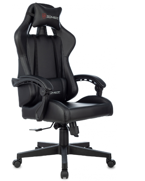 Кресло Zombie GAME TETRA (экокожа, пластиковая крестовина, до 120кг) Черный
