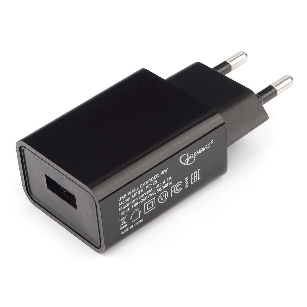 Сетевое зарядное устройство Cablexpert MP3A-PC 10W USB-A черный