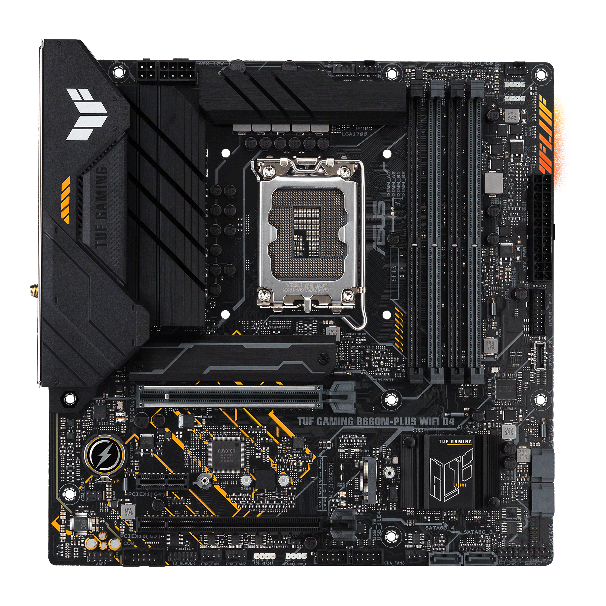 Материнская плата Socket-1700 ASUS TUF GAMING B660M-PLUS WIFI (B660) 4*DDR5 2*PCI-Ex16 1*PCI-Ex1 M.2 HDMI DP mATX