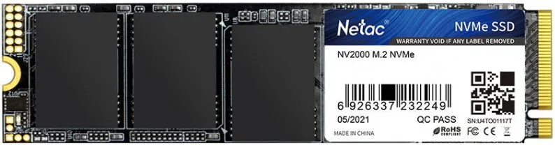 Накопитель SSD M.2 1Tb Netac NV2000 (PCI-E 3.0 x4, 2500/2100 Мбайт/сек)