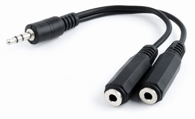 Кабель-переходник 3.5Jack (m)  --  2*3.5Jack (f), 0.1м, Cablexpert (разветвитель аудио) black