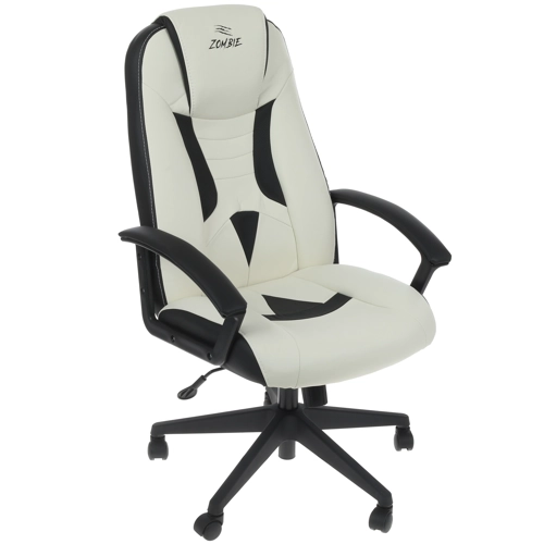 Кресло Zombie 8 (эко.кожа, мех. качания, крест. пластик, до 120 кг) Белый/черный