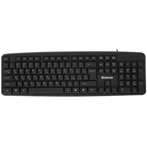 Клавиатура проводная Defender Astra HB-588 (красная кириллица, кабель 1.8м) черный