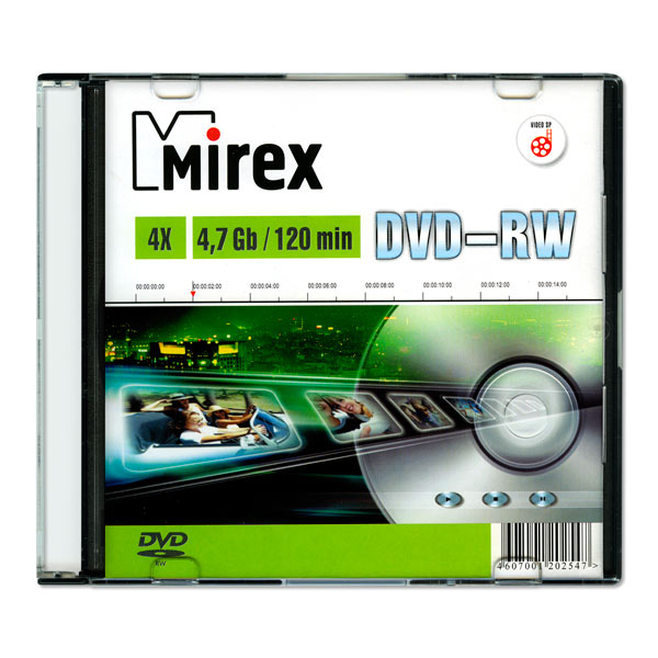 Диск DVD-RW 4,7Gb Mirex 4x Slim Case