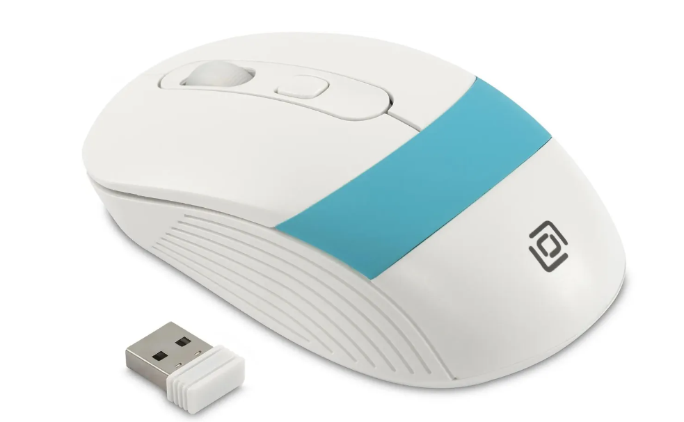Мышь беспроводная Оклик 310MW белый/синий