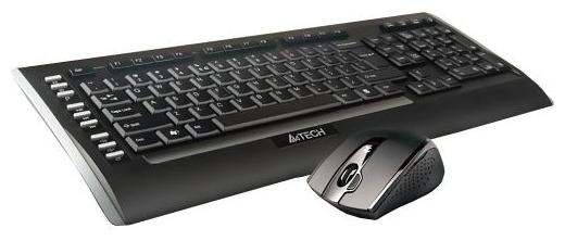 Комплект беспроводной (клавиатура+мышь) A4Tech 9300F Wireless черный