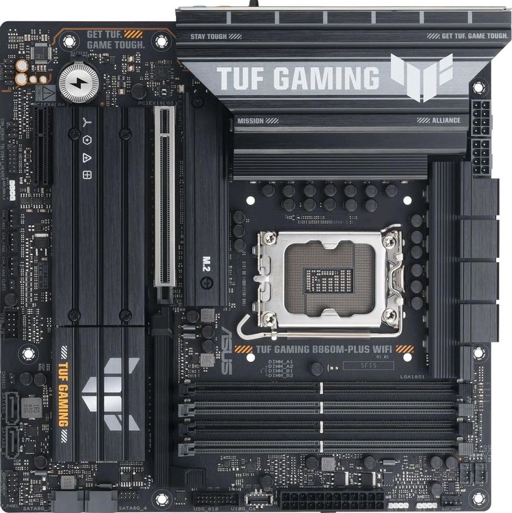 Материнская плата Socket-1851 Asus TUF GAMING B860M-PLUS WIFI (B860) 4*DDR5 HDMI DP mATX