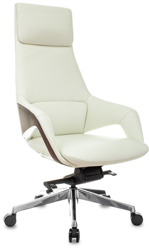 Кресло Бюрократ _DAO-2 белый кожа с подголов. крестов. алюминий