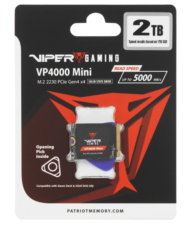 Накопитель SSD M.2 2Tb Patriot Viper VP4000 Mini (2230, PCI-E 4.0 x4, 5000/3500 Мбайт/сек)