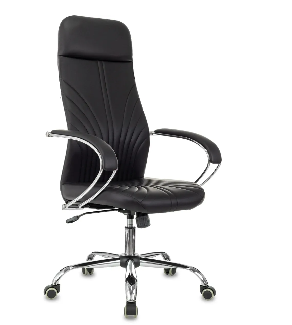 Кресло Бюрократ CH-610SL (эко.кожа, мех. качания, крест. металл хром, до 120 кг) Черный