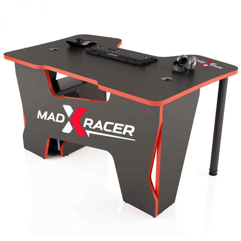 Стол компьютерный MaDXRacer COMFORT GT12 "1200х870х750" черный, кромка красная