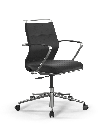 Кресло МЕТТА ErgoLife Sit Well M4-192K (экокожа Extra, стальной каркас, металл. основание, до 120кг) Черный