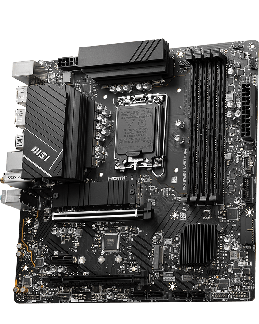 Материнская плата Socket-1700 MSI PRO B760M-A WIFI (B760) 4xDDR5 HDMI DP mATX