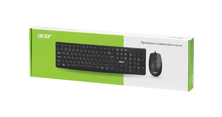 Комплект проводной (клавиатура+мышь) Acer OMW141 USB, черный