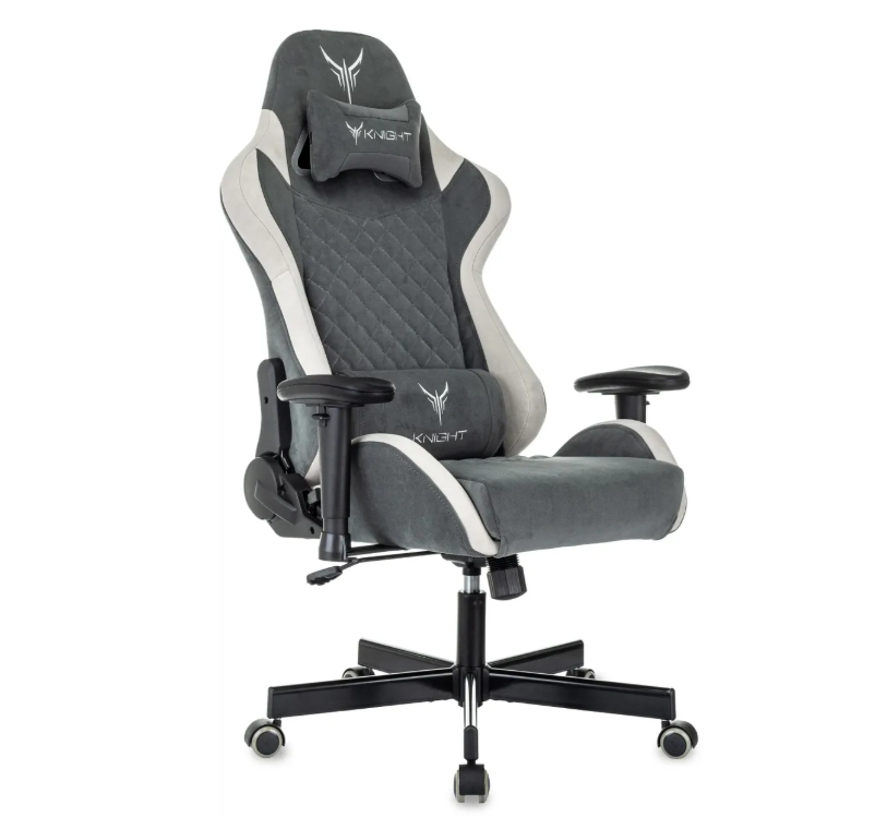 Кресло Knight Regal Fabric серый/светло-серый искусственная замша крестов. металл