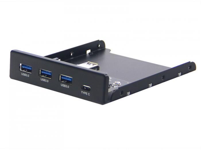 Концентратор 4-port USB3.0 в 3.5" отсек, Gembird FP3.5-USB3-3A1C