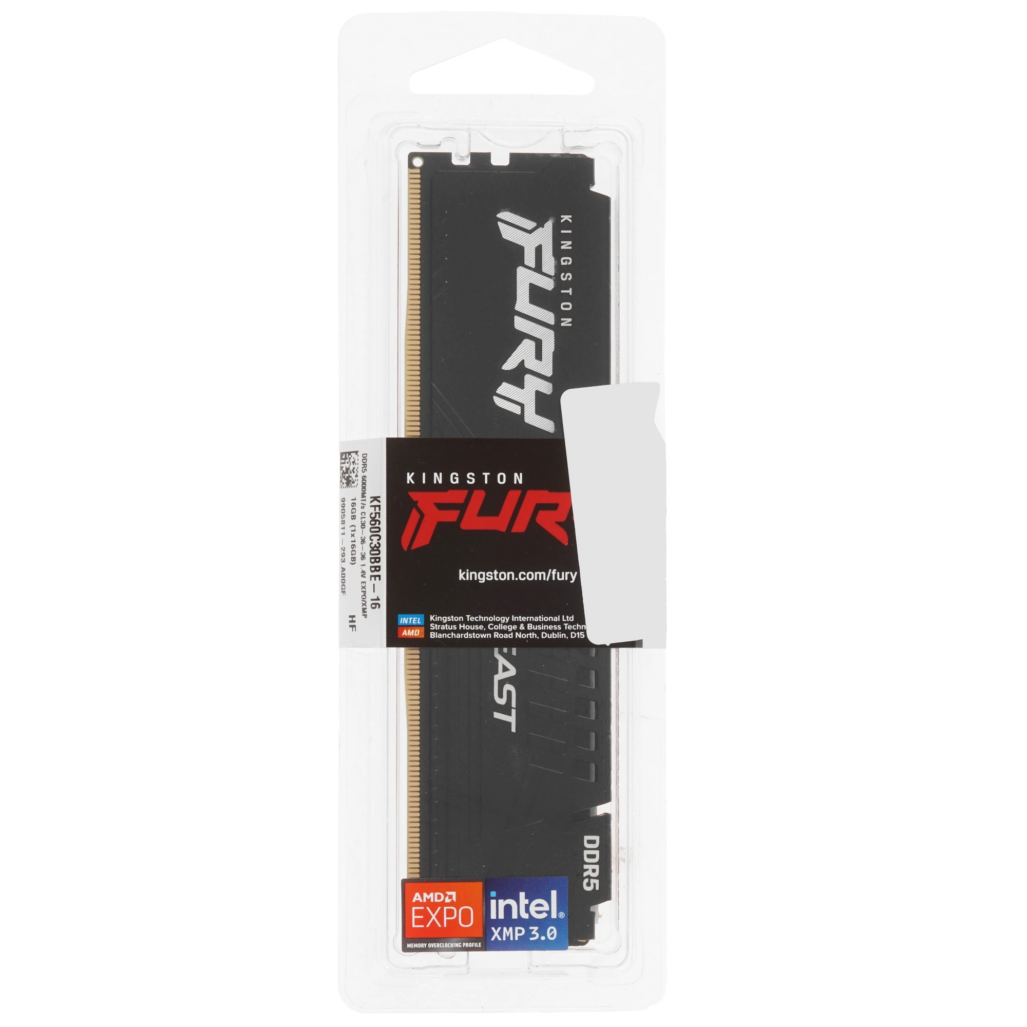 Модуль памяти DDR5 16Gb 6000MHz Kingston FURY Beast Black EXPO CL30