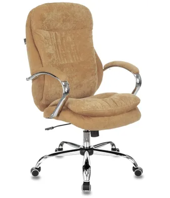 Кресло Бюрократ T-9950SL (вельветовая ткань Fabric, мех. качания, крест. металл хром) Горчичный