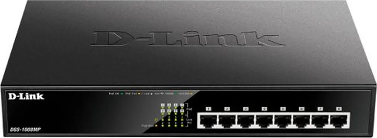 Коммутатор .8 port D-Link DGS-1008MP/B1A 1000 Мбит/сек 8*PoE