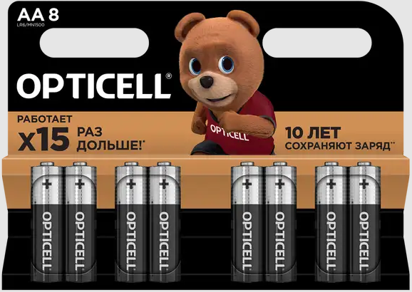 Элемент питания AA, 1.5V,  8шт, OPTICELL BASIC