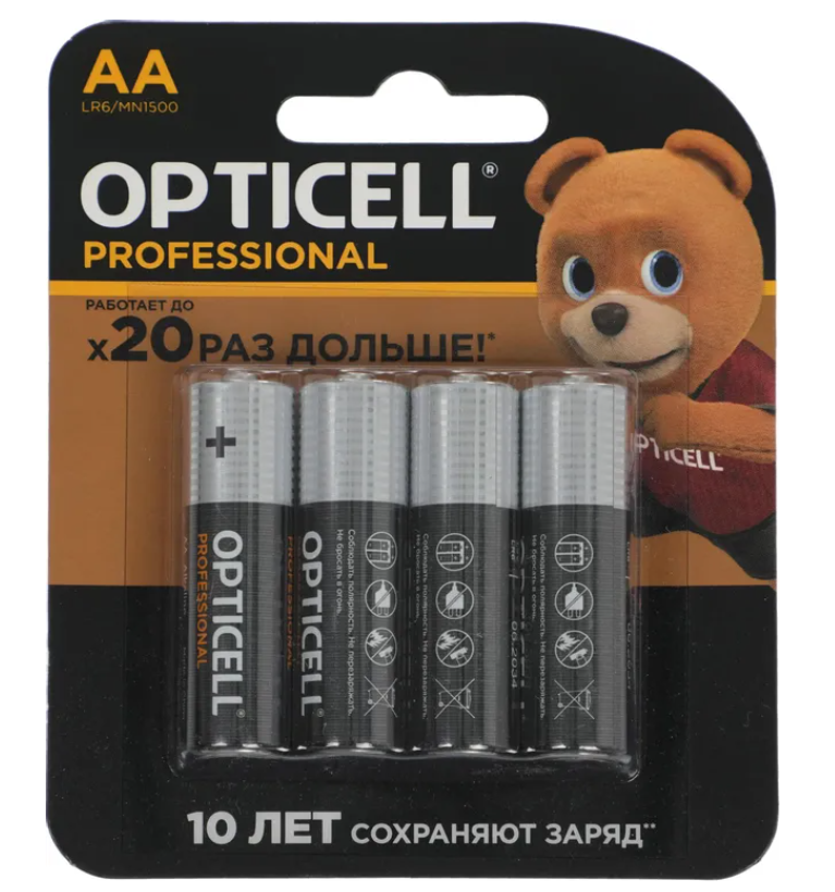 Элемент питания AA, 1.5V,  4шт, Opticell Professional LR6
