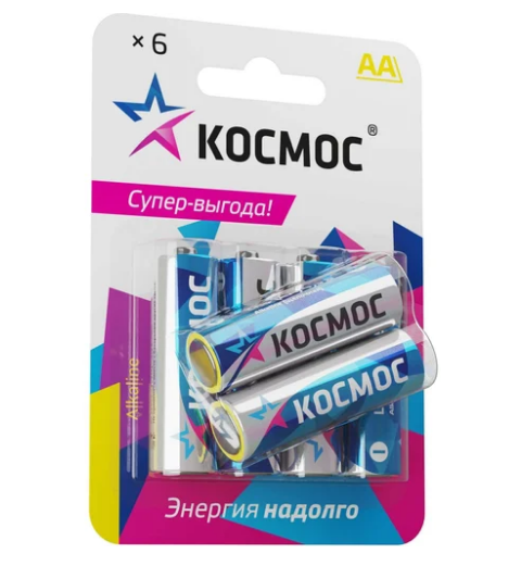 Элемент питания AA, 1.5V,  6шт, Космос LR6 BP-6